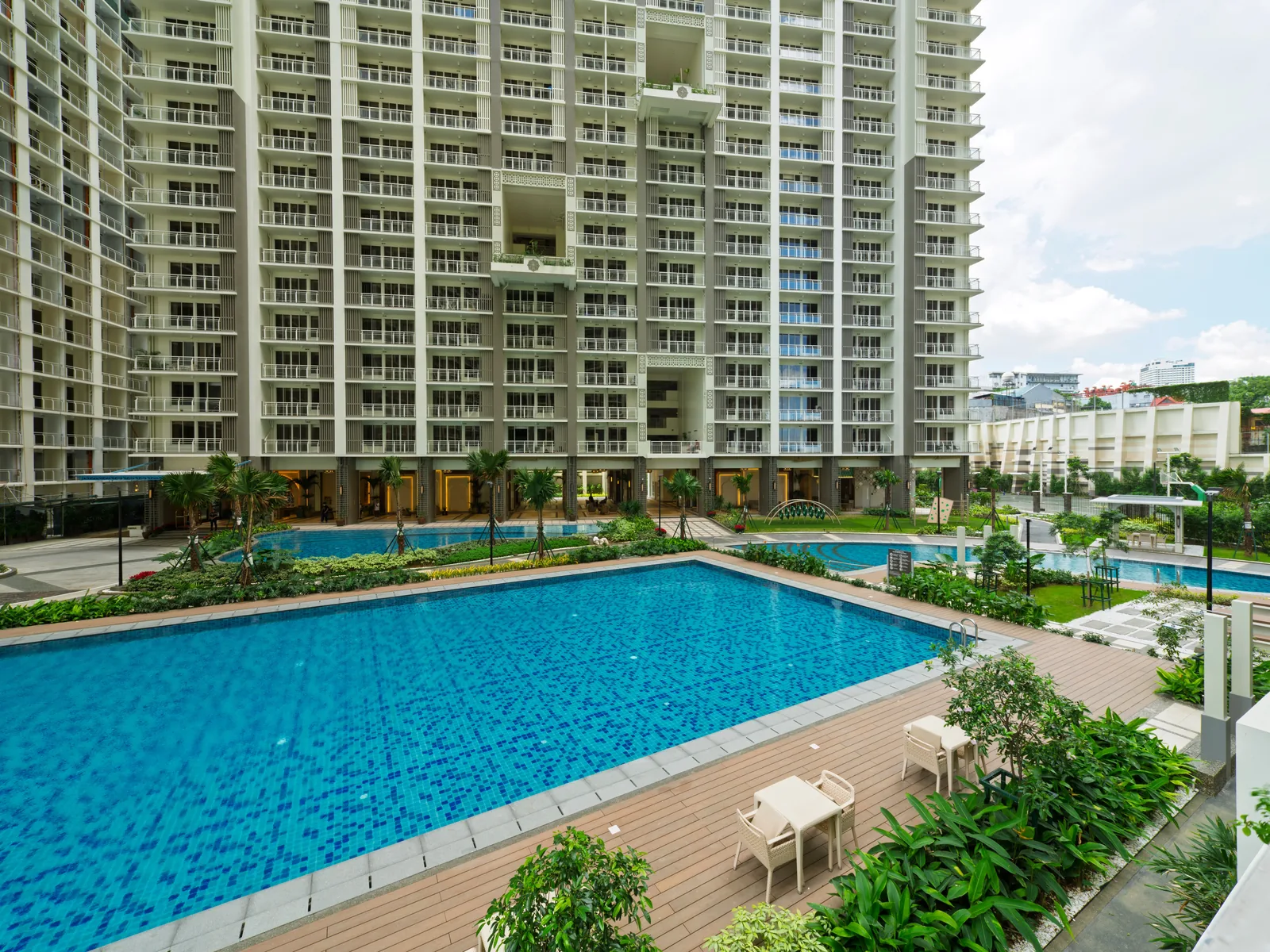 The pool terrace at Allegra Garden Place