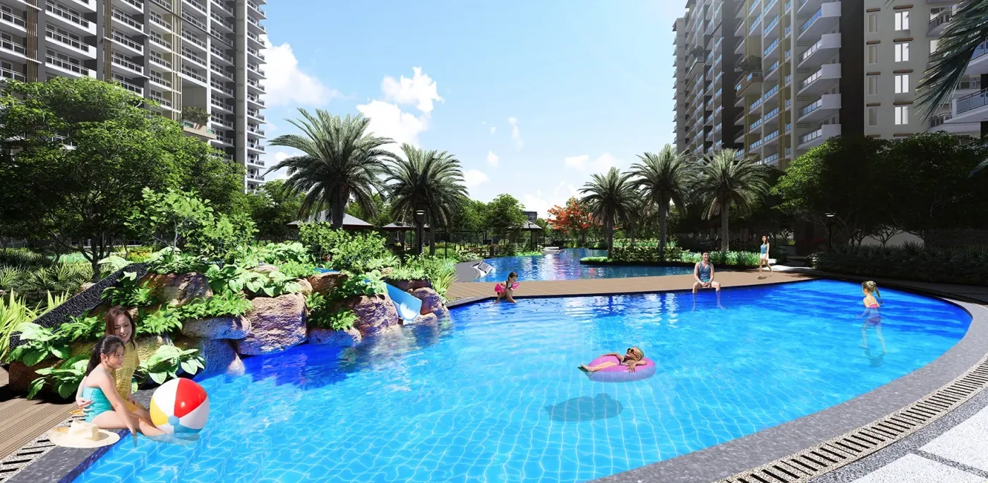 Kiddie pool with water slides at Alder Residences