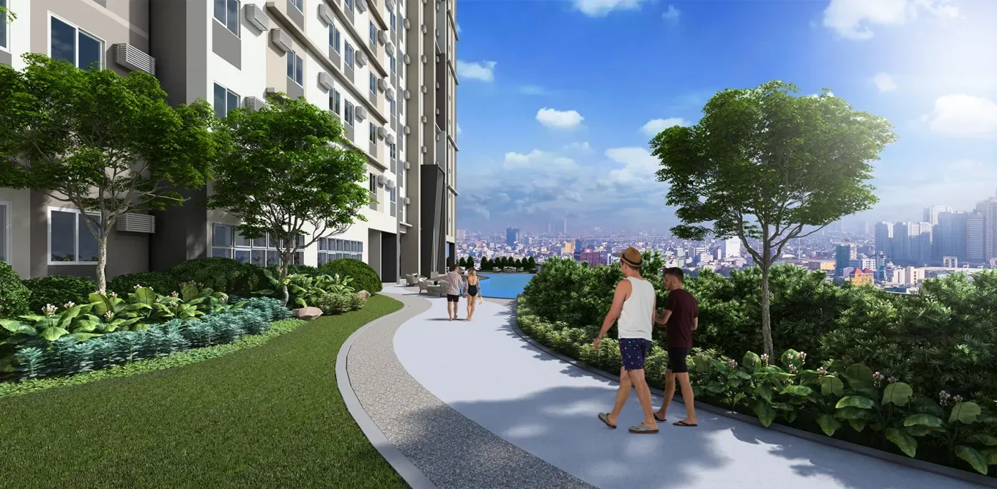 The landscaped garden at Anissa Heights