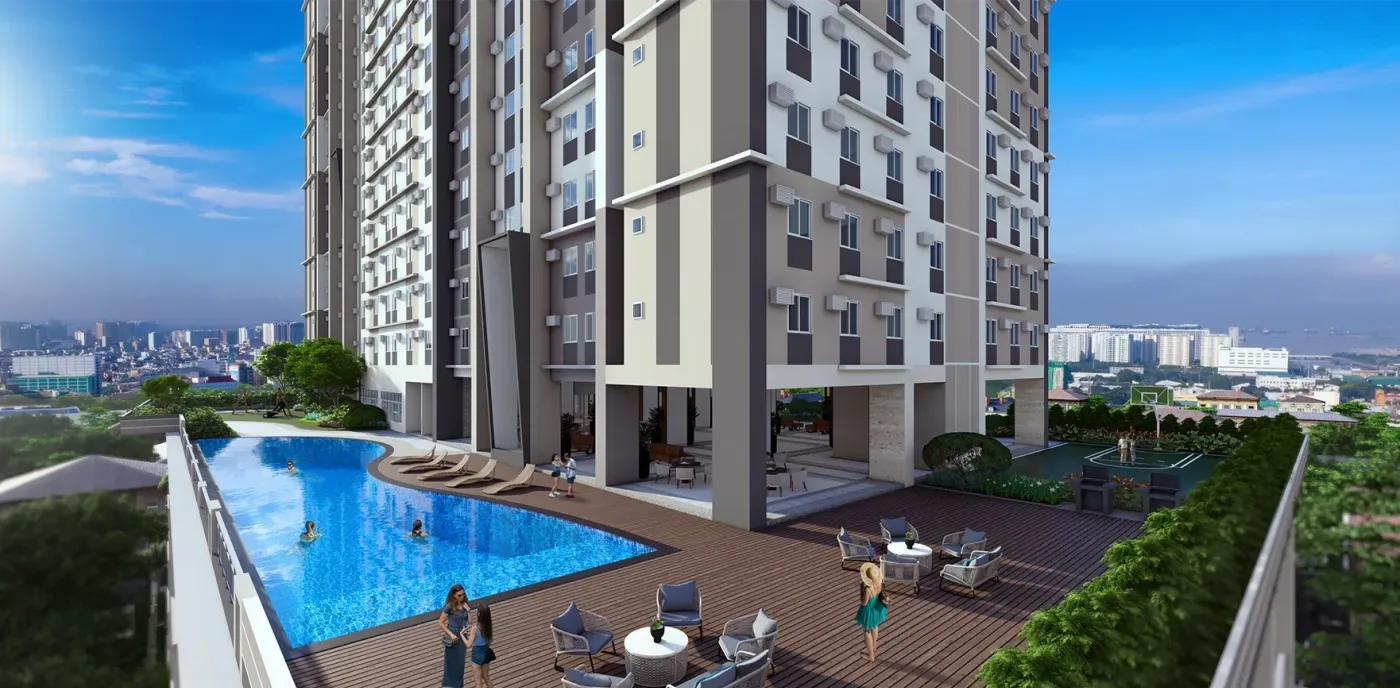 The pool deck at Anissa Heights