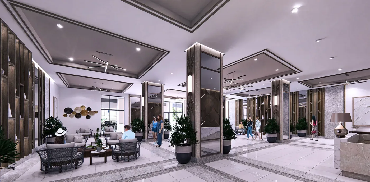 The reception lounge at Anissa Heights