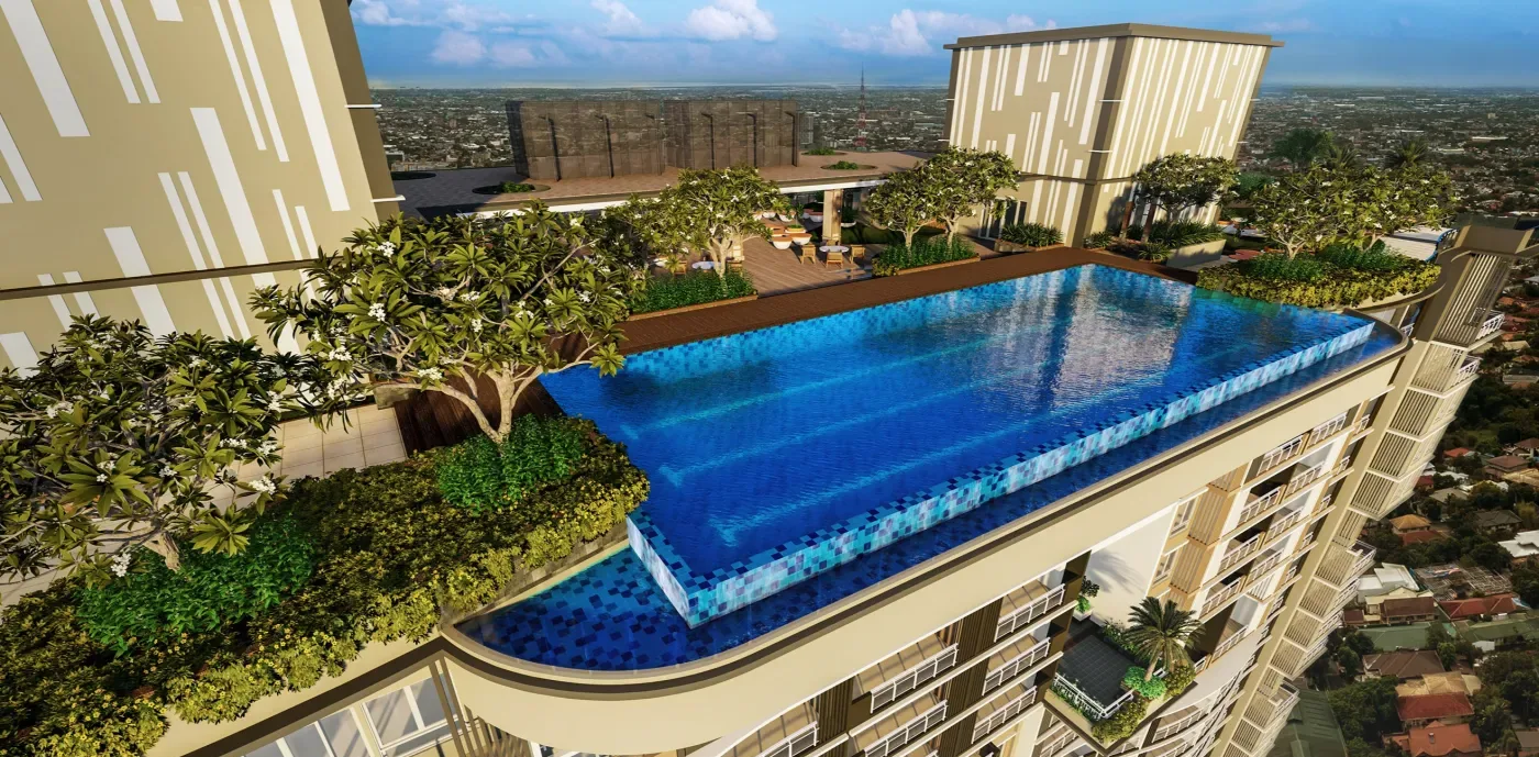 The Erin Heights sky deck pool above Quezon City
