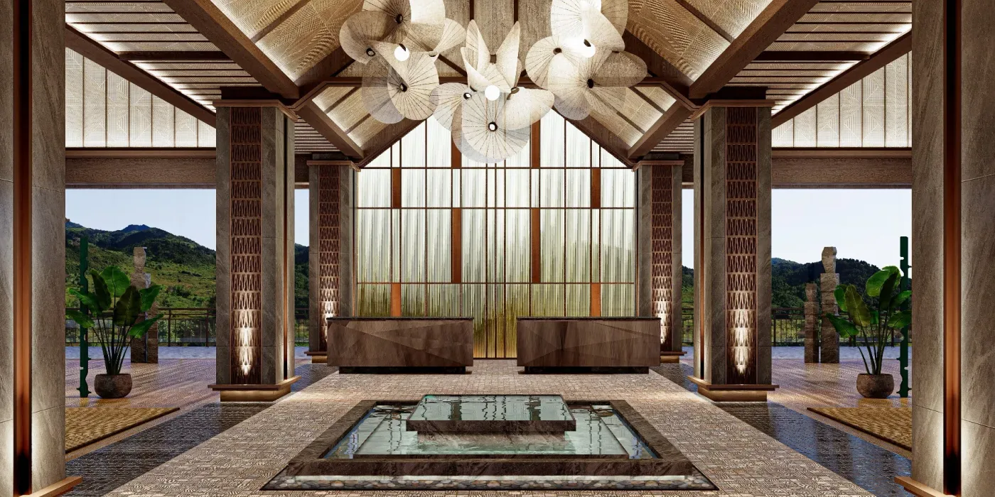 Reception lobby of the Blanca building at Moncello Crest