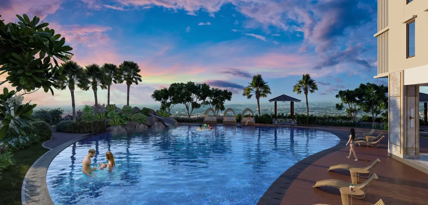 Kiddie pool and leisure pool deck at One Delta Terraces