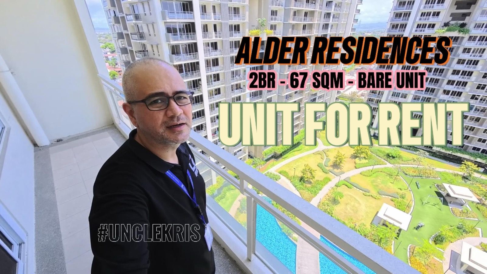 Unit 1420 balcony view facing Alder Residences resort-style amenities