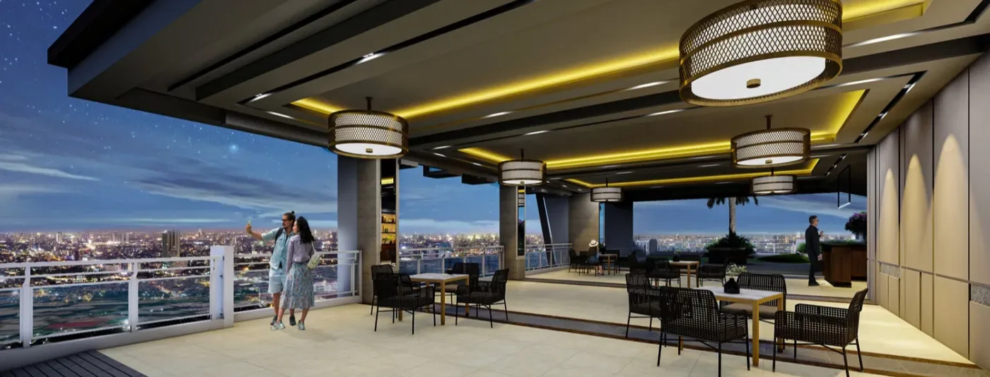 Sky lounge with the Ortigas skyline, Sage Residences