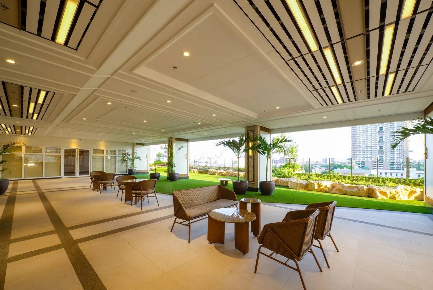 Open lounge on the 7th floor of The Camden Place