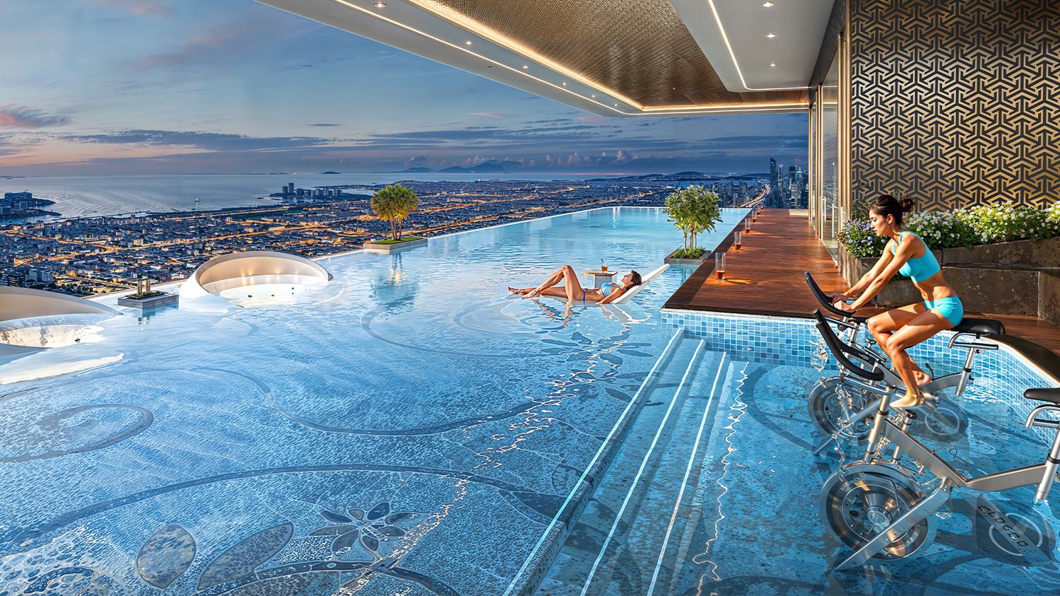 Bayz 102 by Danube — The pool deck after dark