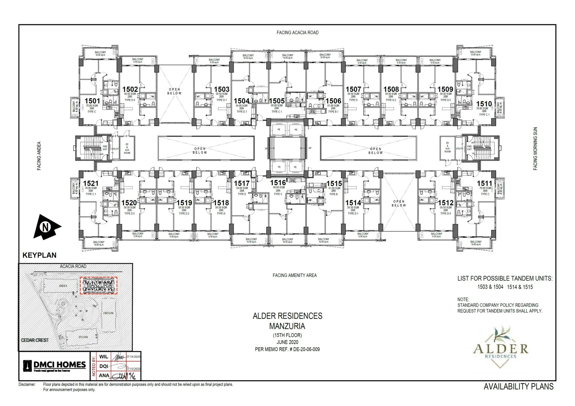 Alder Residences Manzuria 15th Floor Plan — general layout reference